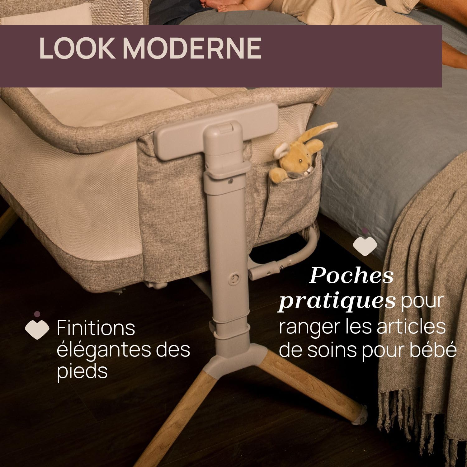 Chicco Next2Me Armonia Berceau nouveau-né côté lit 11 niveaux hauteur réglable 66-83 cm 4 roues Blanc