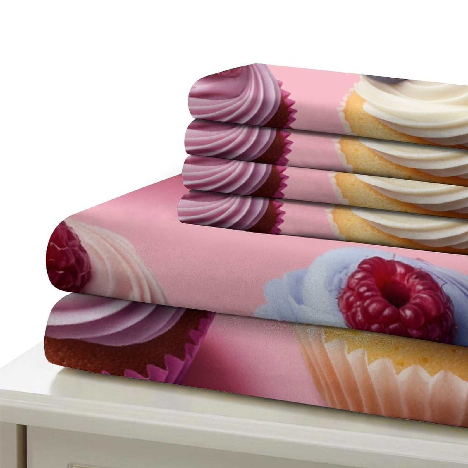 Cupcake ai frutti di bosco Impressione 3D 3 pz cover piumone Dolci prelibatezze da dessert coperteletto microfibra traspirante zip per adolescenti uomini adulti Super king（260x220cm）