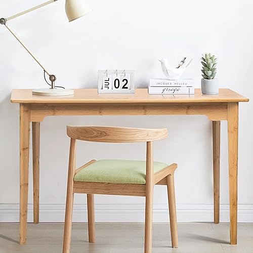 Miniatura 3 de DOUSY Mesa multiusos de bambú de 47 pulgadas, escritorio de computadora de escritura simple, mesa de comedor para sala de estar, dormitorio, cocina,