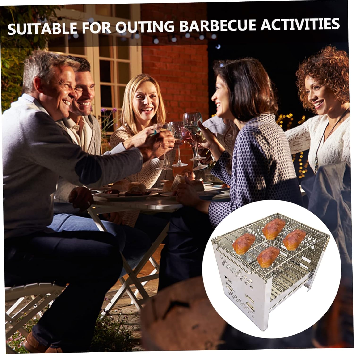 Outdoor BBQ Grill Stainless Steel Rack Folding Mini Grill Barbecue Tools Heat Resistant for Years