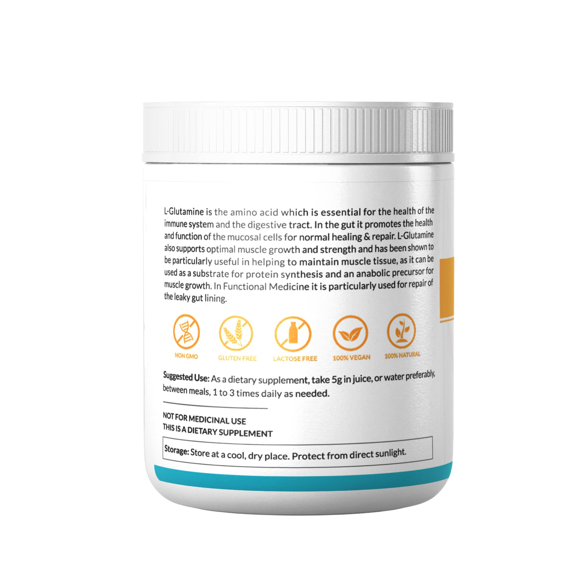 L-Glutamine Powder 250g | Unflavoured Amino Acid Supplement | Post Workout Supplement for Muscle Growth & Recovery | Health Supplement for Men & Women | 5g Glutamine per serves, 50 Servings — Amazon image 2