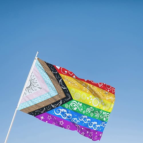 Miniatura 6 de Banderas del orgullo grande LGBTQ bandera bisexual progreso gay arco iris bandera doble cara 3 x 5 pies jardín al aire libre diseño original lindo
