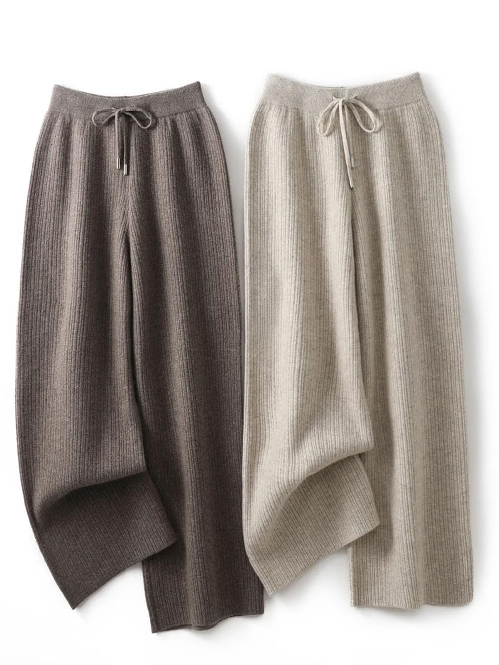 Pantaloni da donna spessi a gamba larga pantaloni in lana a maglia pantaloni jacquard a righe pantaloni lunghi larghi casual dritti larghi