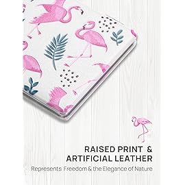 OMIRO Compact Mirror, Unique Painting PU Leather 1X/3X Magnification, Ultra Portable for Purses, 2.4 W x 3.4 L (Pink Flamingos)