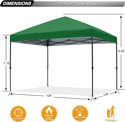 Miniatura 3 de ABCCANOPY Durable Easy Pop Up Canopy Tienda de campaña 10x10, verde bosque