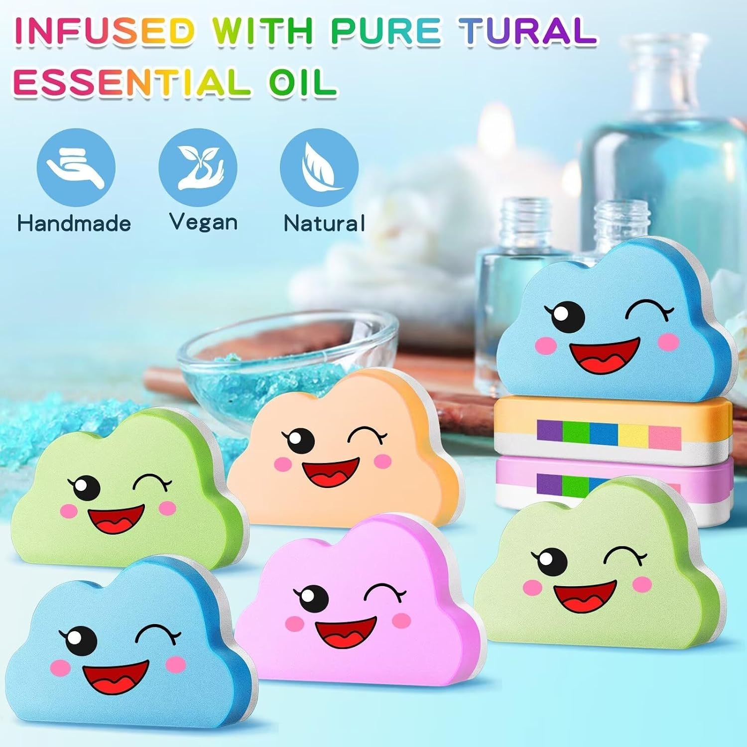 Rainbow Bath Bombs for Kids, Handmade 8 Pcs Kids Bath Bombs Gift Set for Girls Teens Toddler Rainbow Bubble Fizzy