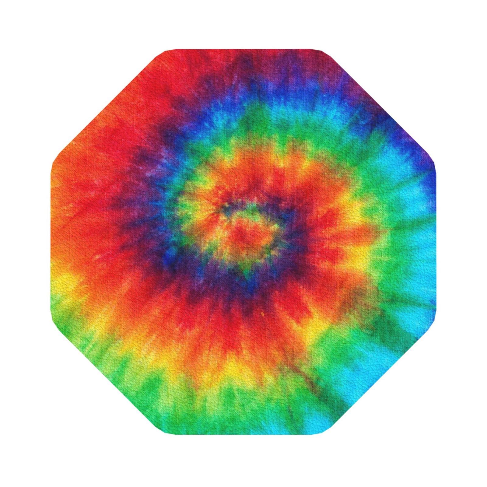 tie dye rainbow PU Leather Coasters Set of 6 Octagon Drink Coasters