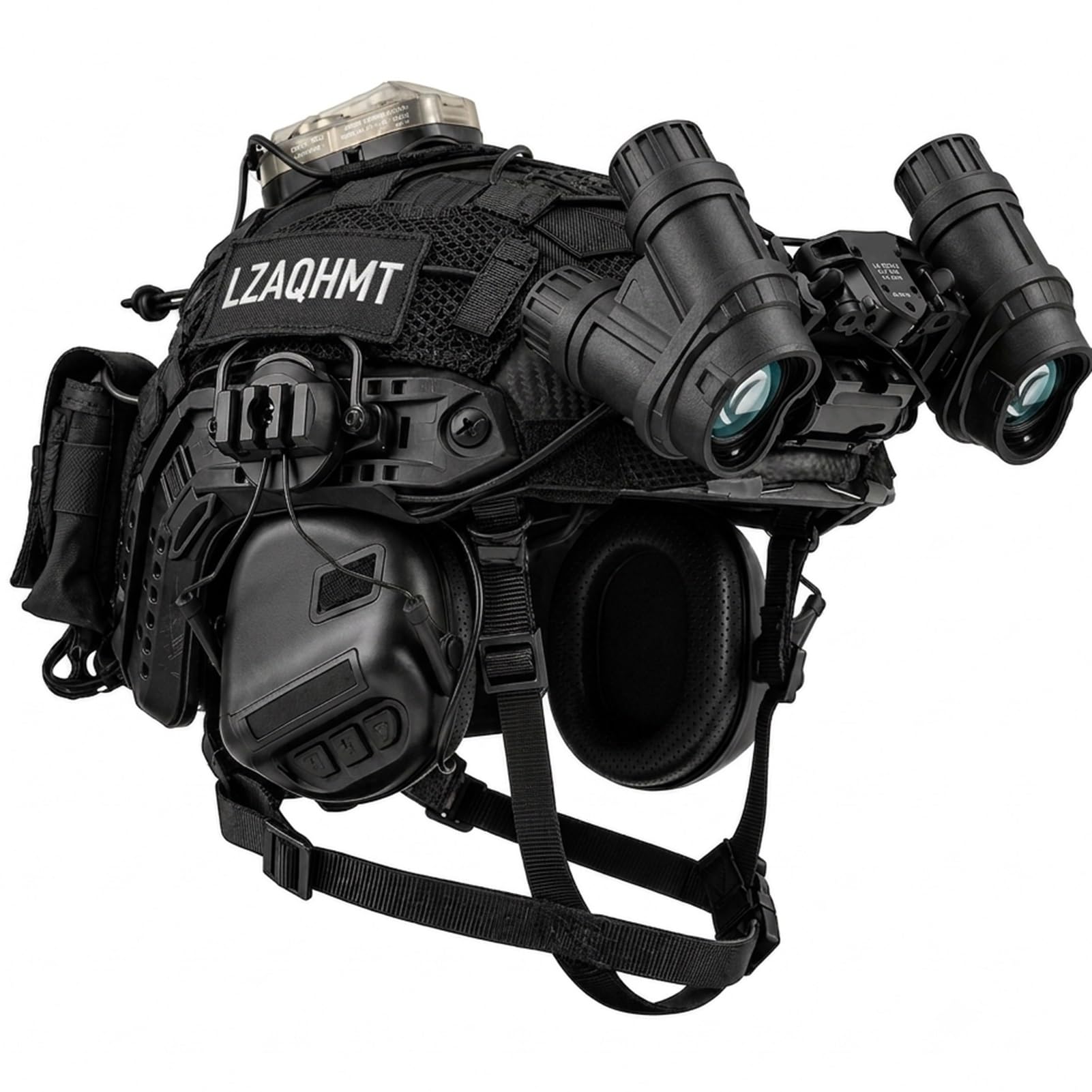 Set táctico 7 en 1 para Casco Airsoft con Funda y Auriculares | Visor nocturno falso con soporte, luz de señalización bolsa contrapeso para cosplay entrenamiento militar de tiro