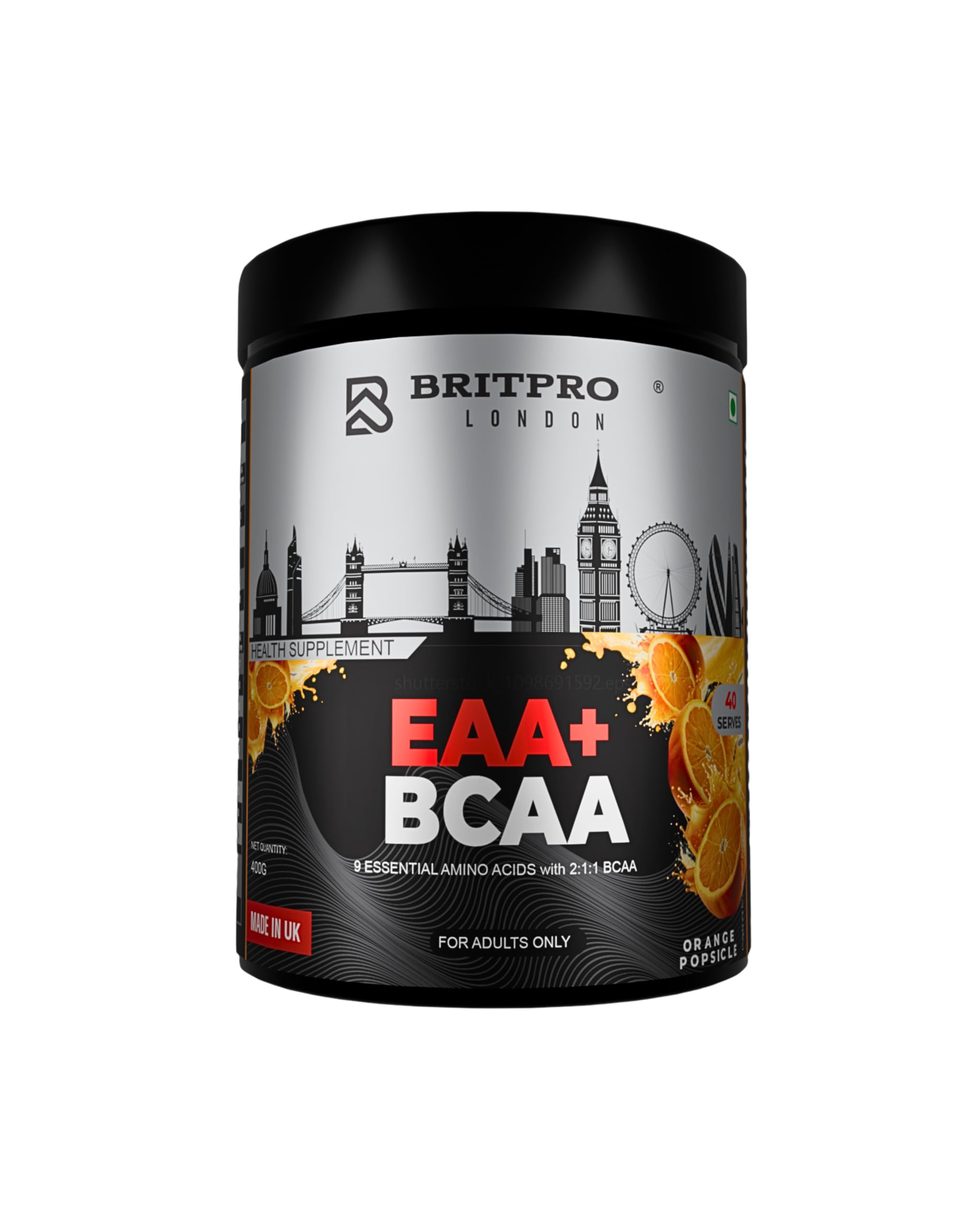 London EAA + BCAA Powder | 2:1:1 Amino Ratio | 9 Essential Amino Acids | 1500mg L-Leucine | Pre/Intra/Post Workout Recovery Drink | Orange Popsicle Flavor | 400g-image-45