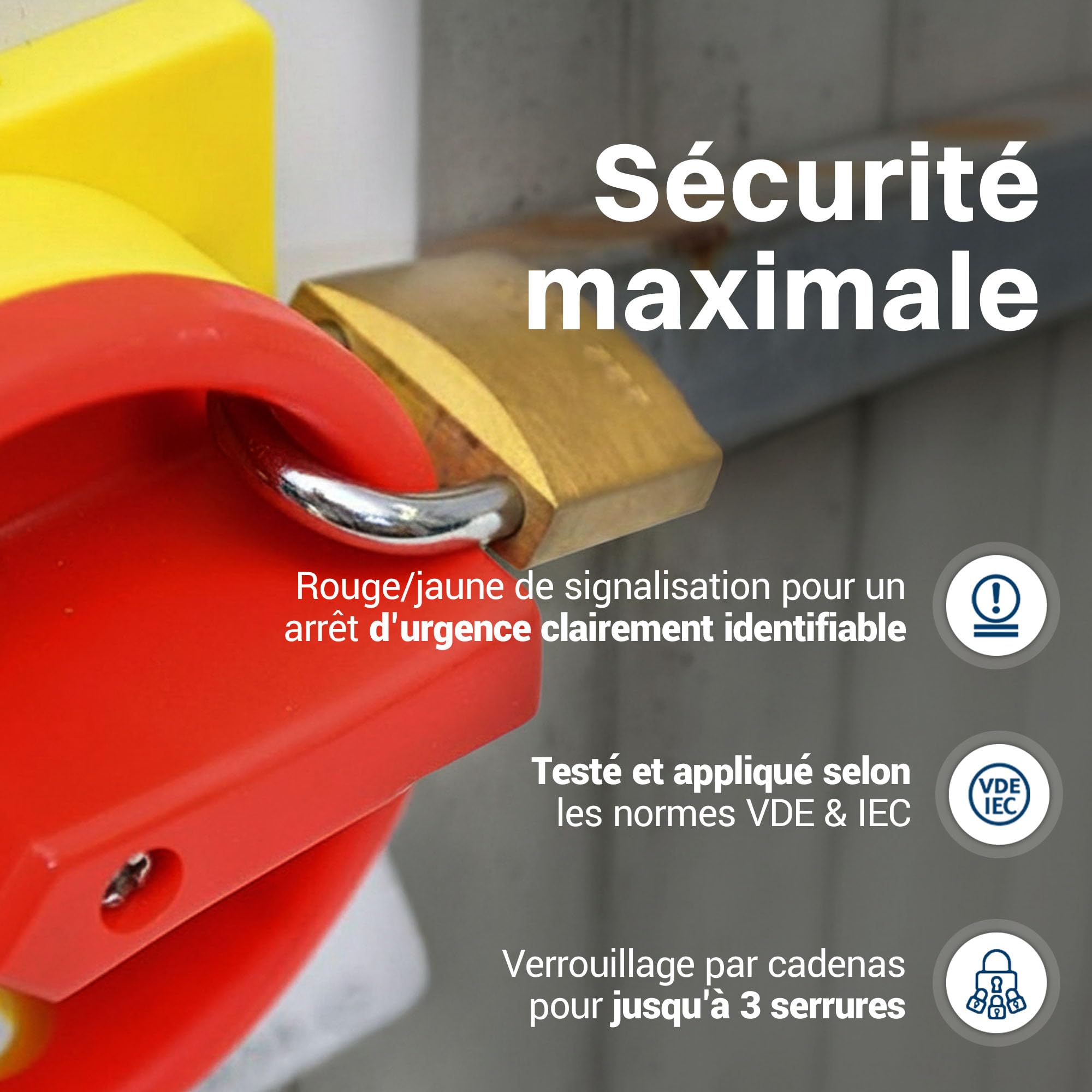 Intratec Interrupteur principal 32 A, 4 pôles – IP65 interrupteur etanche pour une coupure sûre – Arret d'urgence pour l'industrie – interrupteur saillie avec boîtier en plastique 230 V 400 V