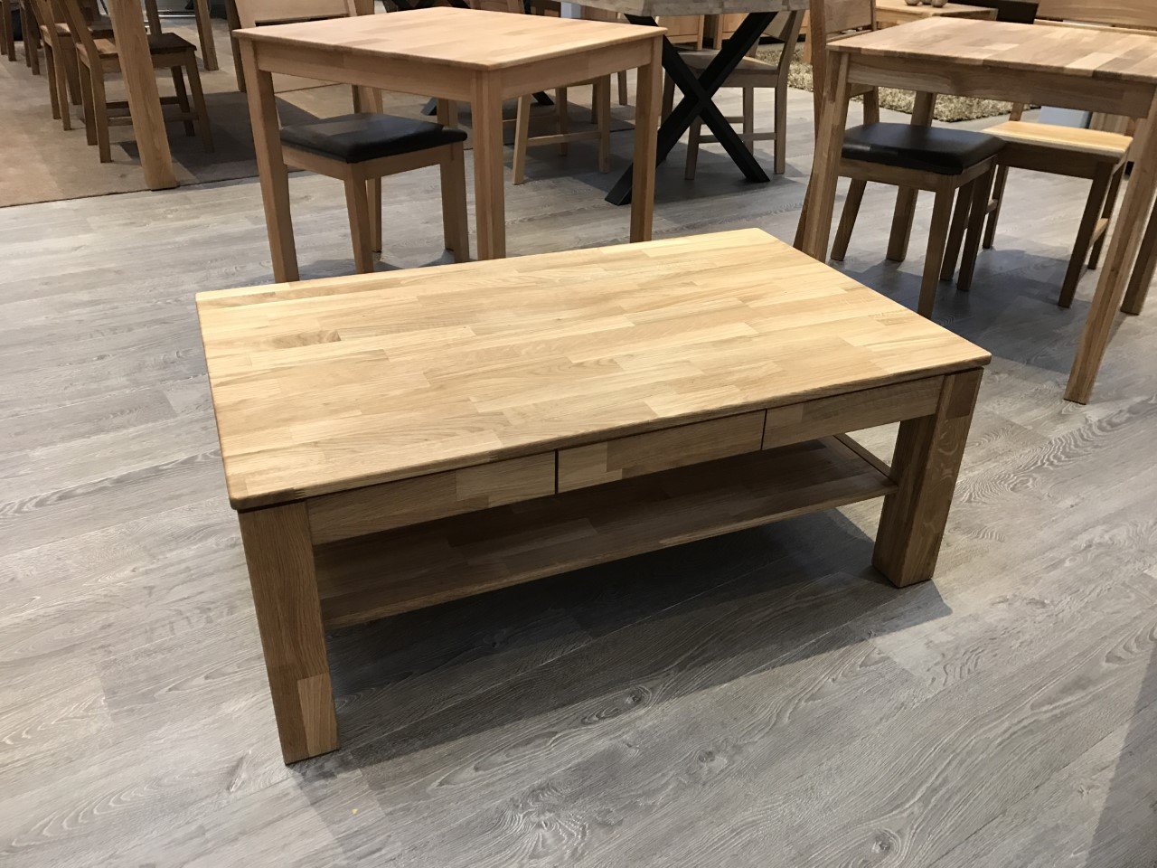 Couchtisch Eiche Massiv geölt mit Schubkasten 115 x 70 cm 2257 Küche, Haushalt & Wohnen