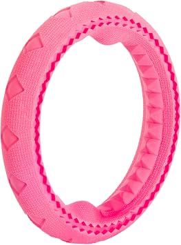 Pet Zone Float Ring Rubber Outdoor Water Dog Toy, 7 Inch, Pack of 1, Pink | Buoyant design stays on the surface for pool, lake or beach games, easy for pups to grab, carry and retrieve all summer long