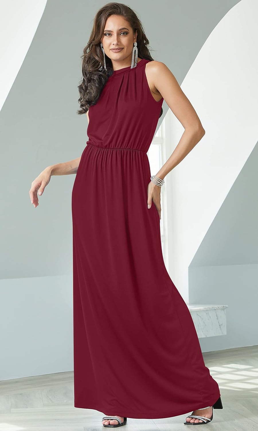 KOH KOH 2026 Sexy Sleeveless Flowy Summer Casual Formal Gown - Image 4