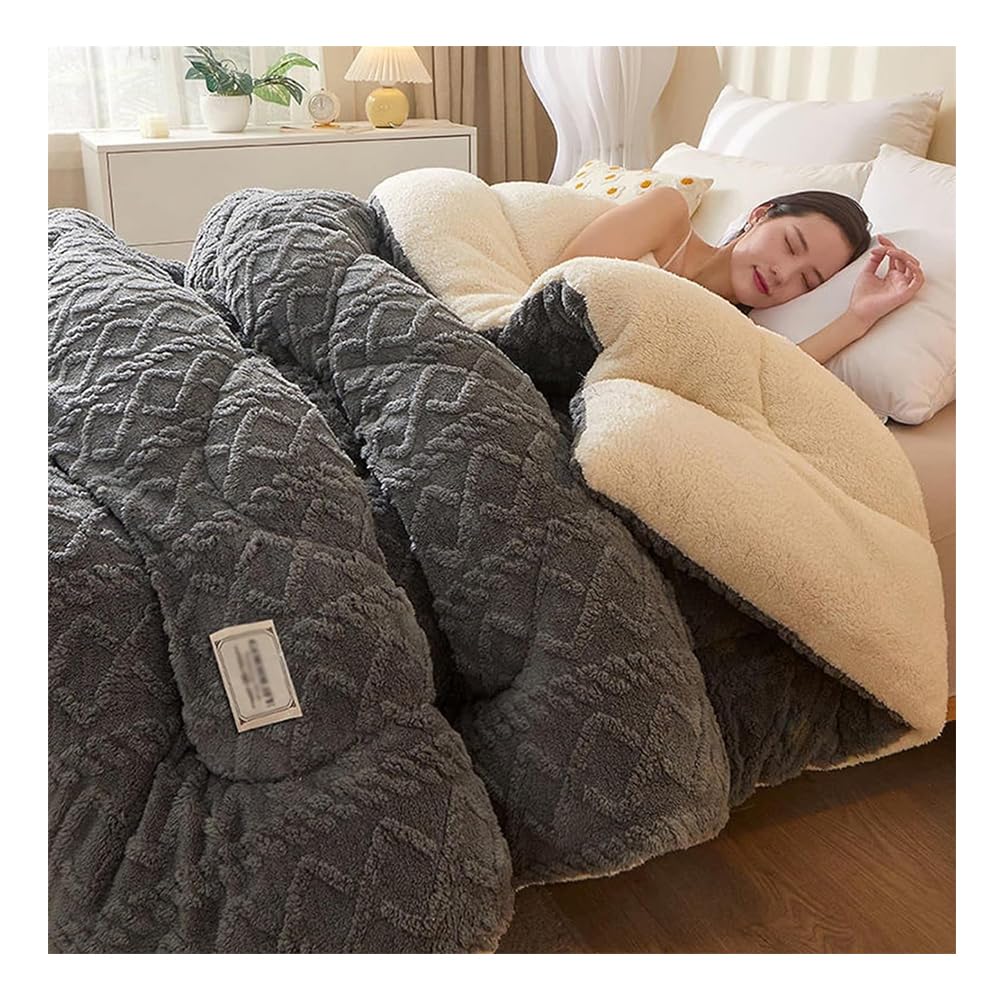 KemNet Thickened Super Soft Insulation Hibiscus Winter Quilt, Double-Sided Lamb Cashmere Comforter Core, Tower Hibiscus Winter Quilt for Winter Double Bed, Bedding, King - 78.7X90.6 INCHES