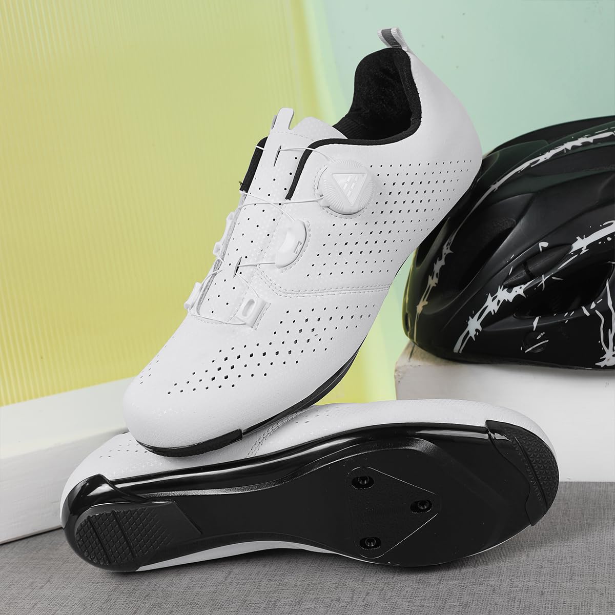 Zapatilla de Ciclismo Carretera para Hombre Mujer Zapatillas de Bicicleta Competición y Entrenamiento con Look Delta Cleats y 3 Tornillos