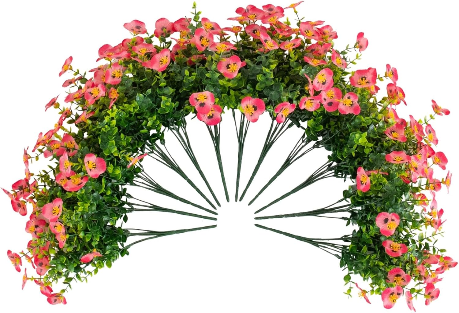 Nearly Natural 13in. UV Resistant Artificial Pansy Bush (Indoor/Outdoor) - Set of 12