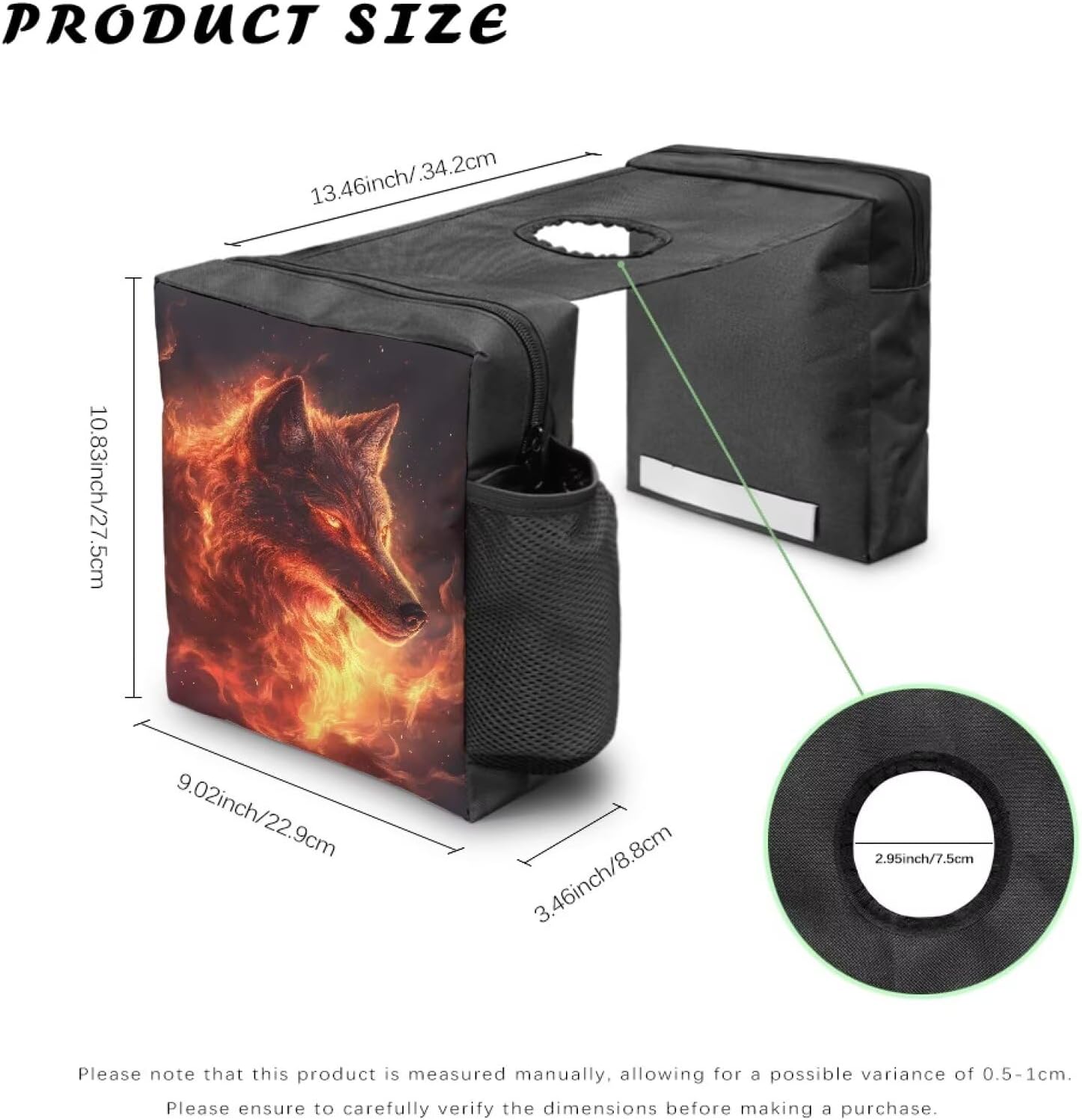 Flame Wolf ATV Tank Bag Waterproof Motorcycle Tank Top Bag 4-Wheelers Saddlebags UTV Hanging Cargo Pocket for Most ATV UTV Bicycle Snowmobile Quad Vehicles