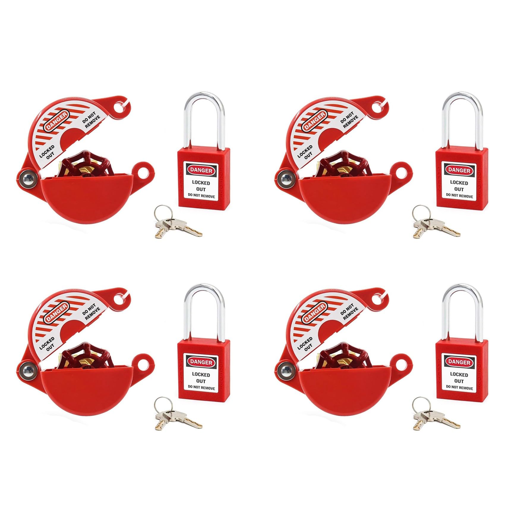 Jnchdghwa Red 4X Outdoor Faucet Lock With Safety Padlock Ater Spigot Lock, Hose Bib Lock For 1 To 2-1/2 In Dia Valve Handles, Faucet