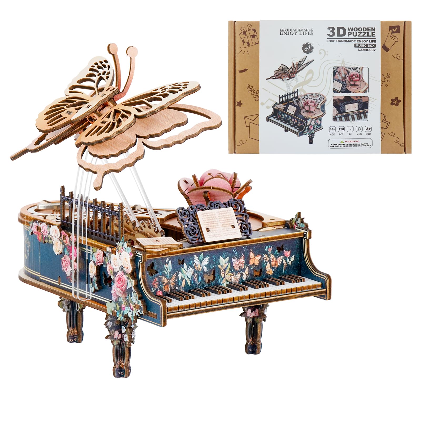 3D Wooden Model Kits for Adults, 3D Wooden Puzzles for Adults Magic Piano Music Box, DIY Model Building Hobby Gifts for Men Women, Gifts for Music Box Puzzle Lover