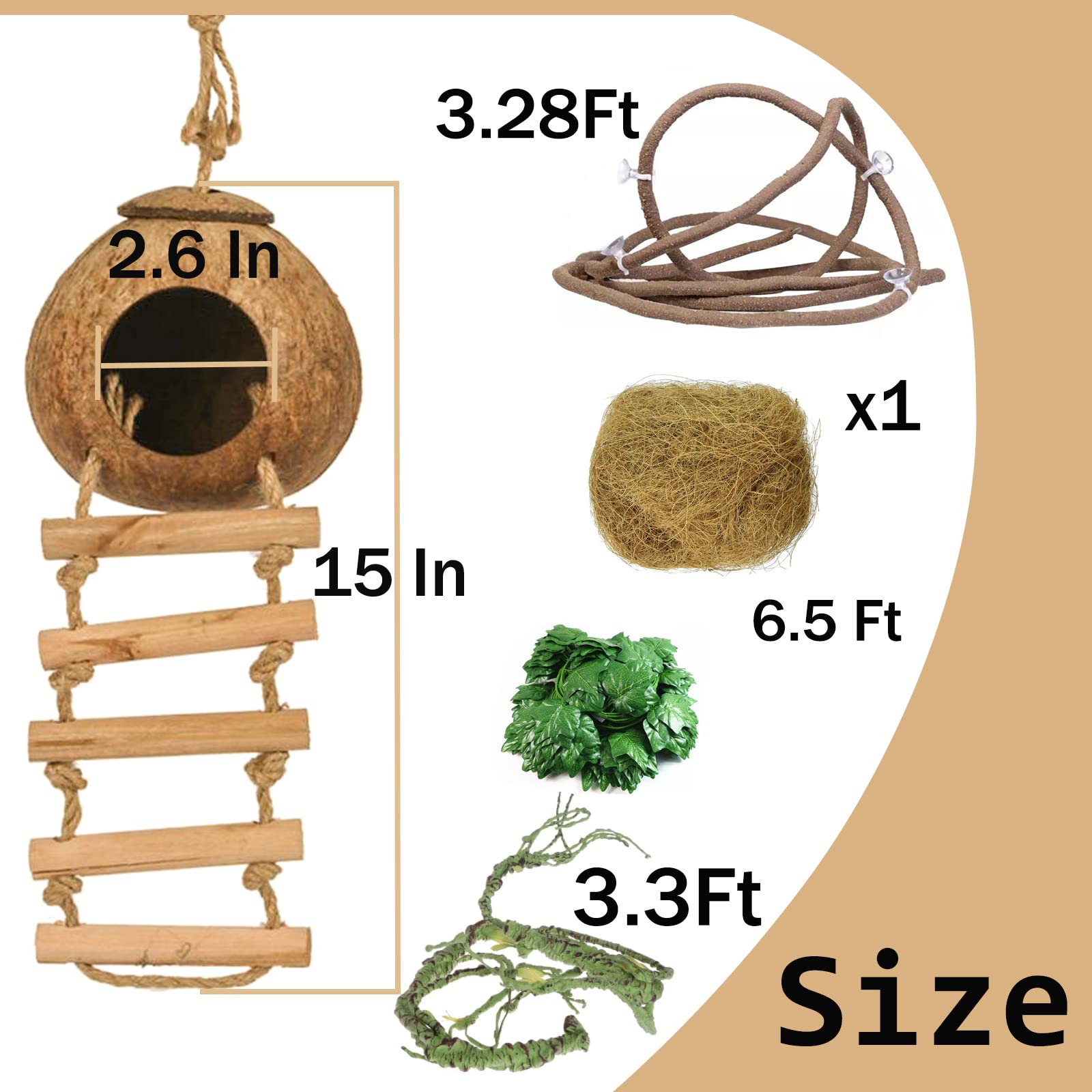 Bearded Dragon Tank Enclosure 10-Piece Bearded Dragon Tank Decor Set - Vines, Hammock, Coconut Hut & More (For Lizards, Snakes, Hermit Crabs) Bearded Dragon Leash Bearded Dragon Tank Enclosure 10-Piece Bearded Dragon Tank Decor Set - Vines, Hammock, Coconut Hut & More (For Lizards, Snakes, Hermit Crabs) Bearded Dragon Leash