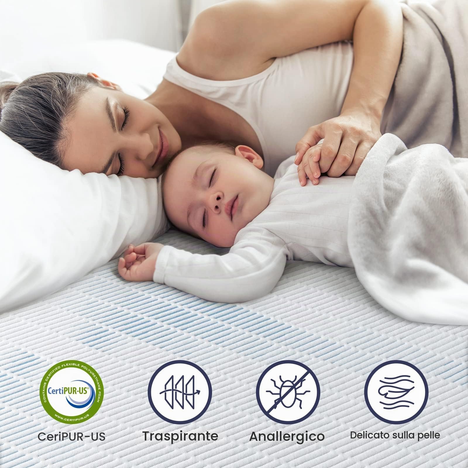 BedStory Topper in gel 140 x 200 cm, altezza 10 cm, in gel Memory Foam, H3 & H4, in schiuma di bambù, con rivestimento traspirante per roulotte, divano letto, letto a molle