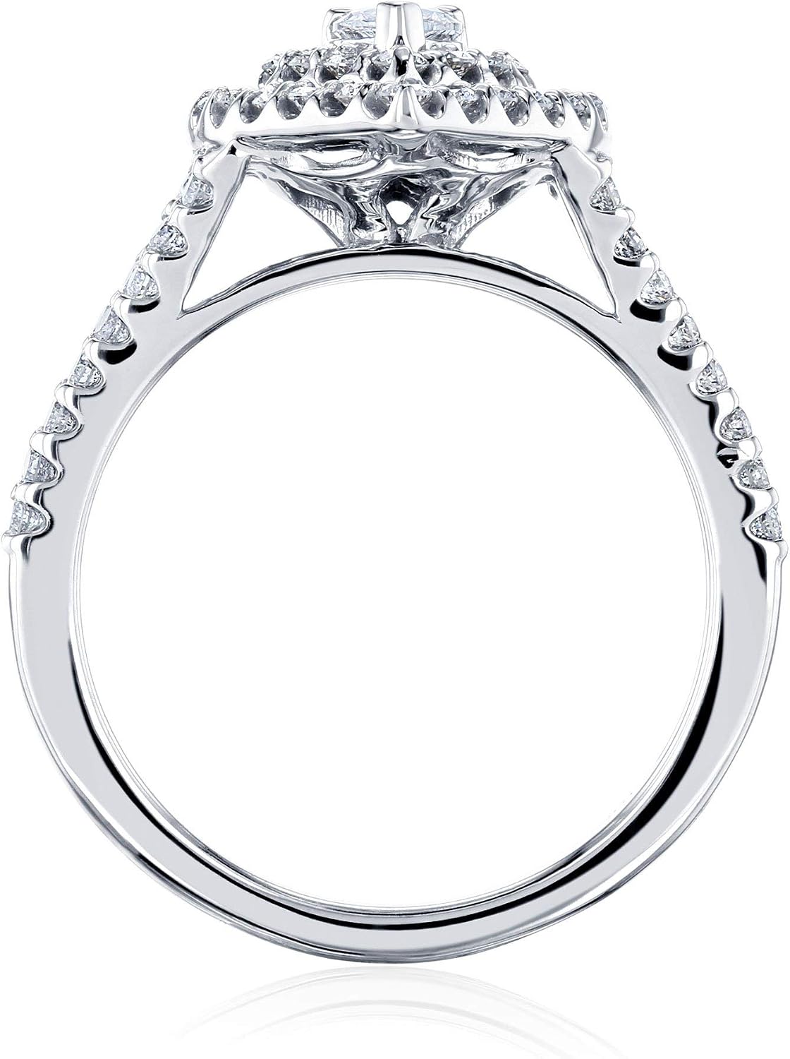 Kobelli Pear Cluster Double Halo Split Shank Ring