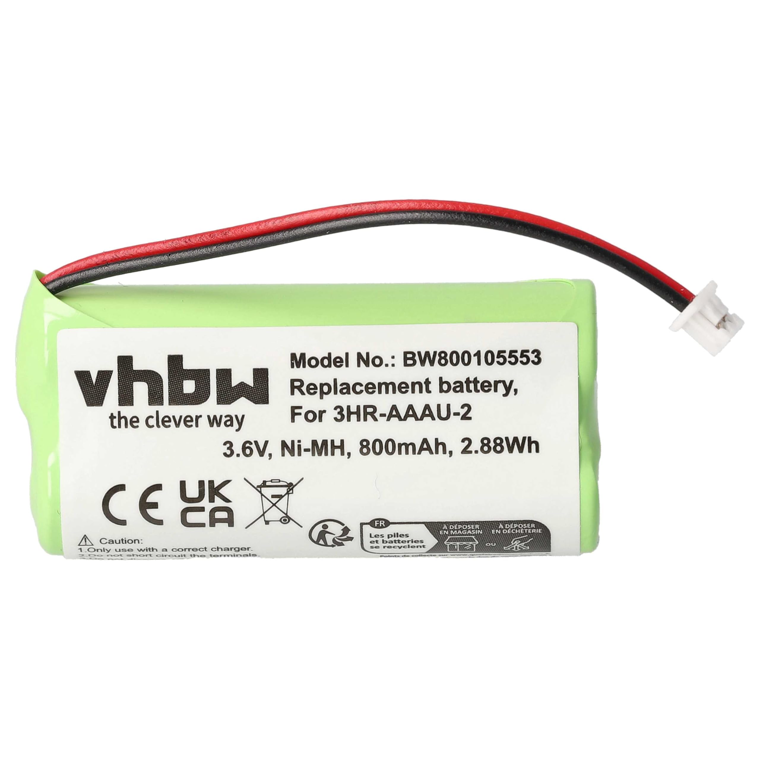 vhbw 1x Batterie Compatible avec Bang & Olufsen BeoCom 2 téléphone Fixe sans Fil (800mAh, 3,6V, NiMH) - Remplacement pour 3HR-AAAU-2