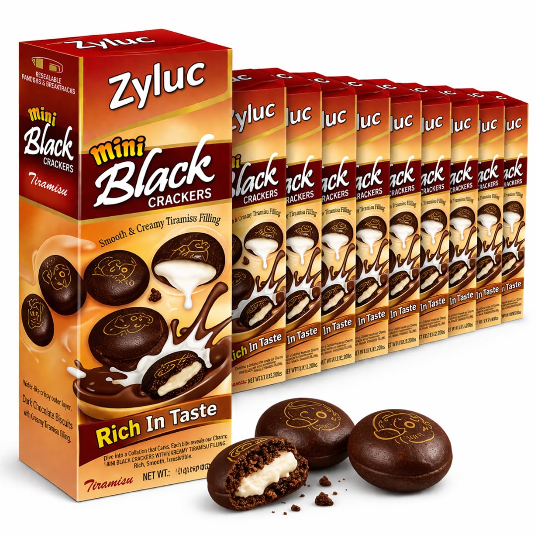 Amazon.com: Zyluc Mini Black Crackers – Tiramisu Flavored Snack