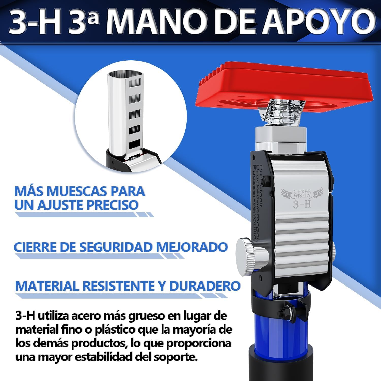 3-H Puntales Extensibles Reforzados 4 Piezas,75-133cm Puntal Telescopico Extensible Acero Robusto Carga 50KG Puntales de Obra Ajustable Puntal Expansion Telescopico para Techo Construcción Obras(Azul)
