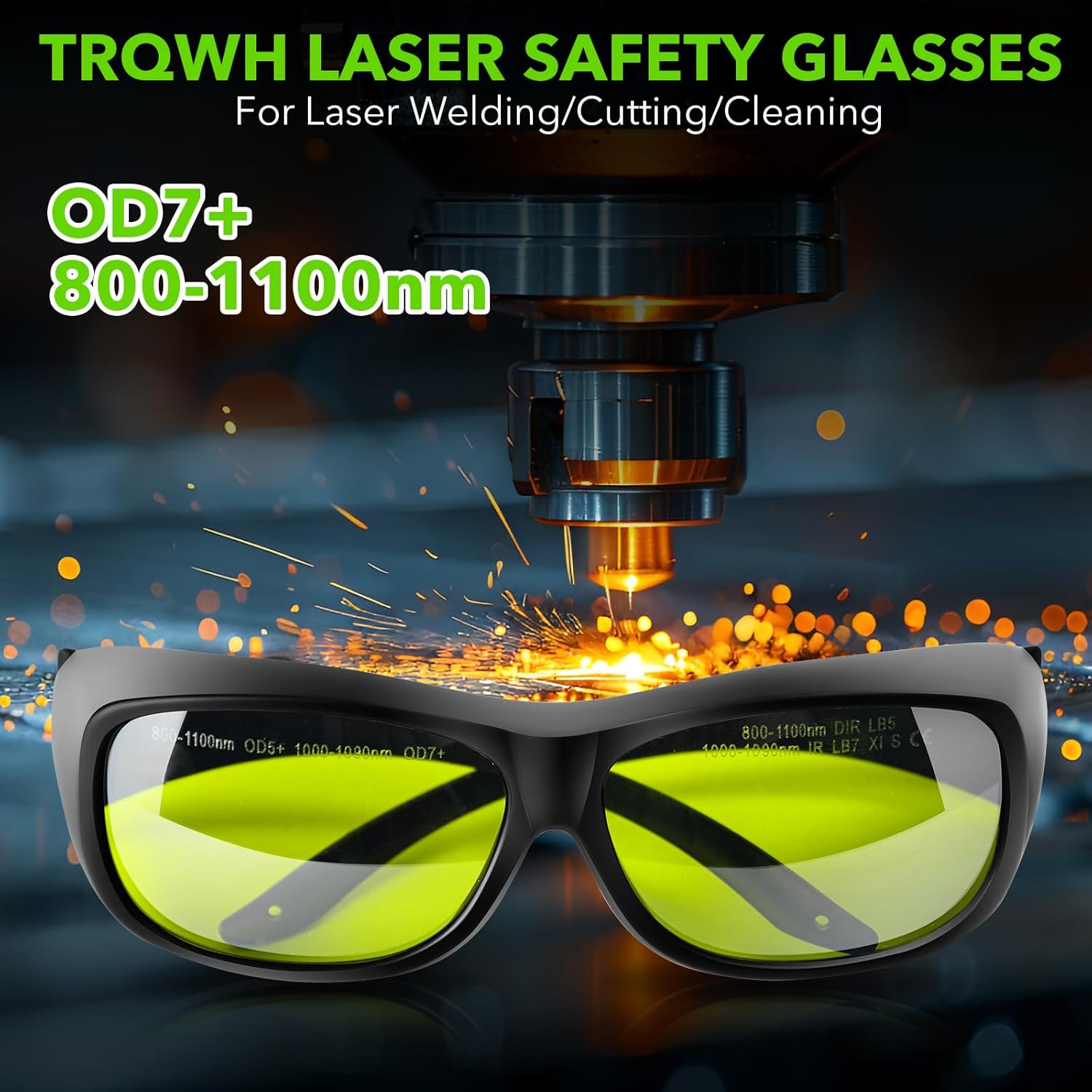 TRQWH Laser Safety Glasses OD7+ 800nm-1100nm Professional Laser Glasses Eye Protection Goggles with CE FDA for Laser Welding/Laser Cutting/Laser Cleaning/Laser Marking - Image 3