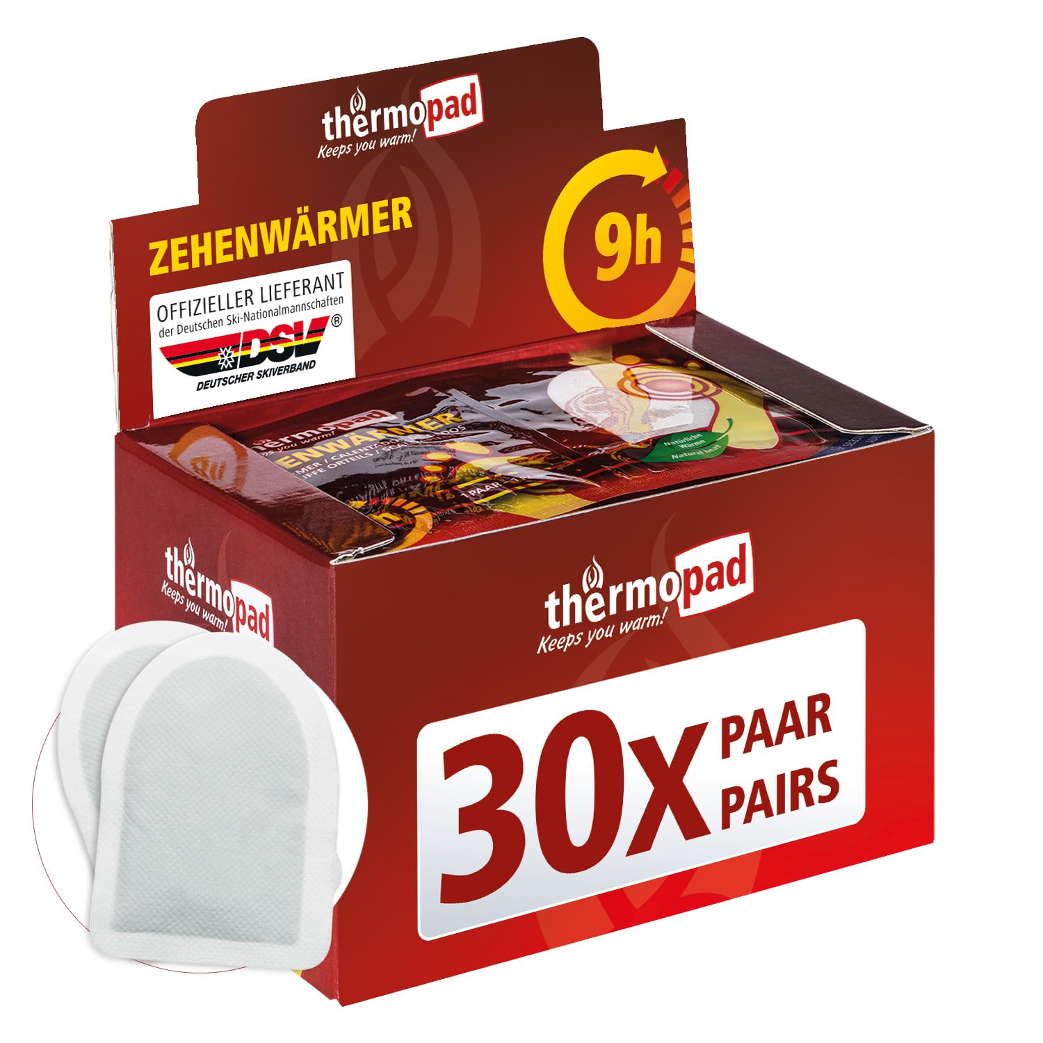 THERMOPAD Calentadores de Dedos - Calor Natural hasta 9 Horas - para Todos los Zapatos - Activado por Aire inmediatamente