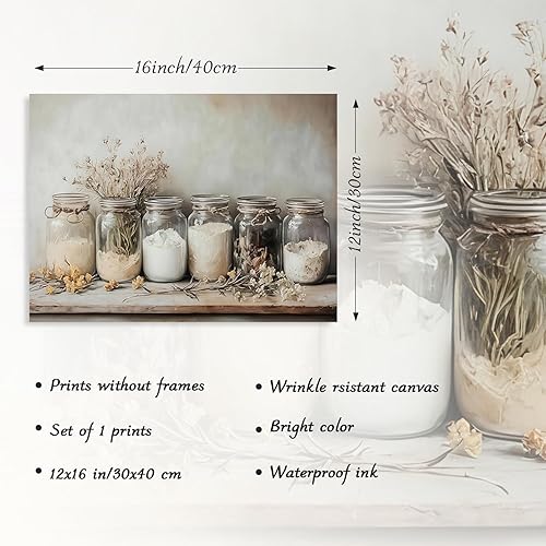 Miniatura 5 de Dazzlewall Impresiones artísticas de pared de cocina de granja, cuadro rústico vintage de especias, pintura culinaria de naturaleza muerta para