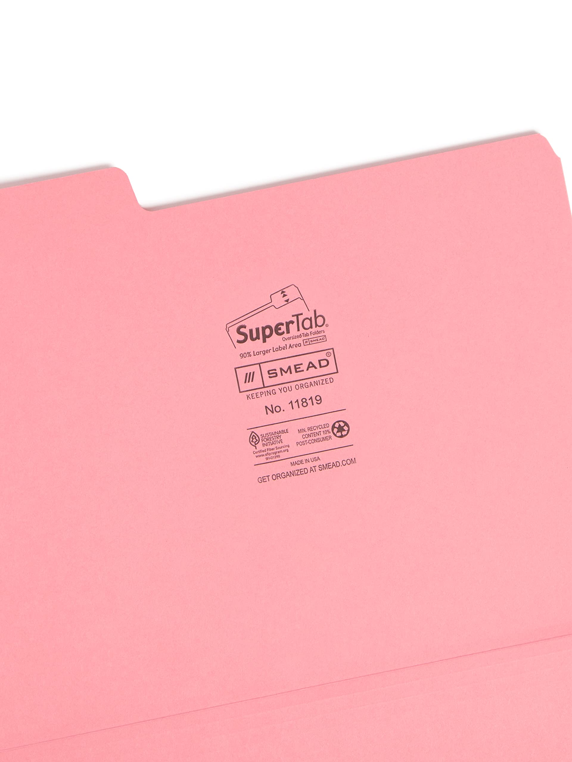 Smead SuperTab File Folder, Oversized 1/3-Cut Tab, Letter Size, Dark Pink, 12 per Pack (11819) - Image 3