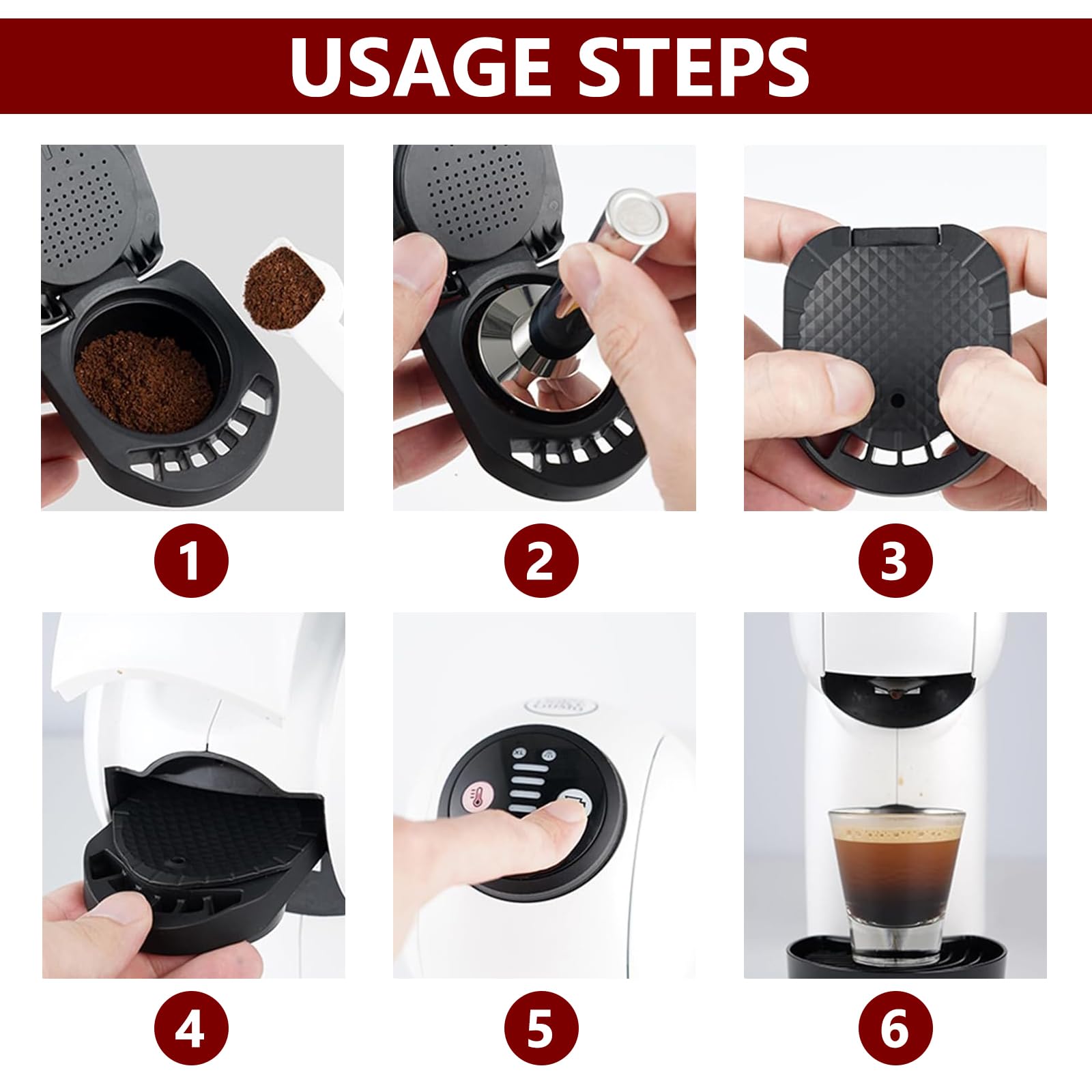 ZONJIE Adattatore Convertitore per Capsule di Caffè Riutilizzabile per Dolce Gusto, Adattatore per Capsule di Caffè Ricaricabile Compatibile con Piccolo XS/EDG 305/EDG 606.S/Genio S