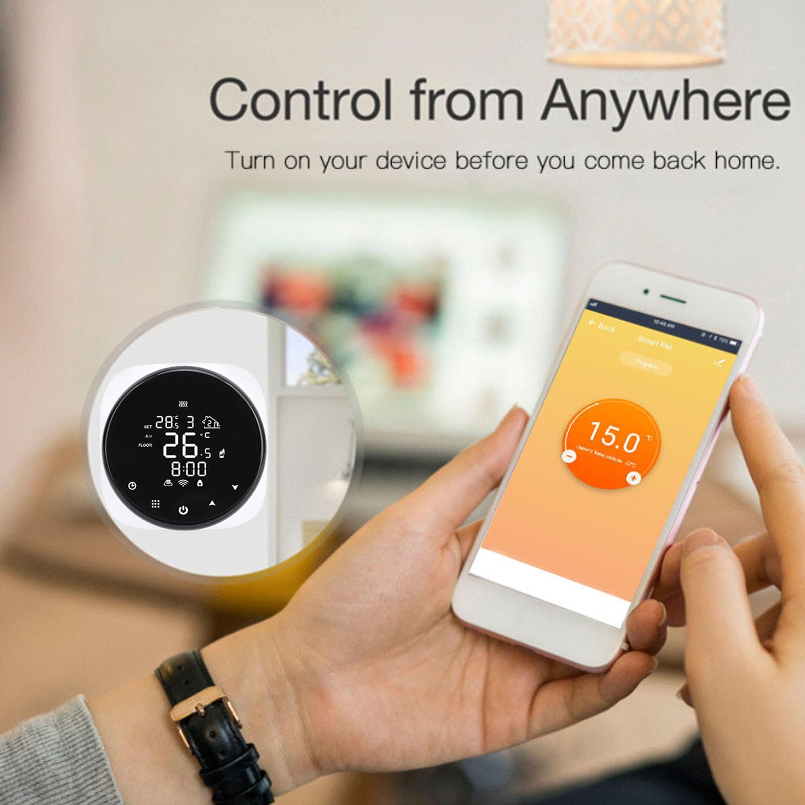 FILFEEL Termostato WiFi Controlador de Temperatura Digital Montado en la Pared para el Hogar y la Oficina - Control Remoto de Aplicaciones Telefónicas, Precisión Precisa de ±0,5 °C, Fácil