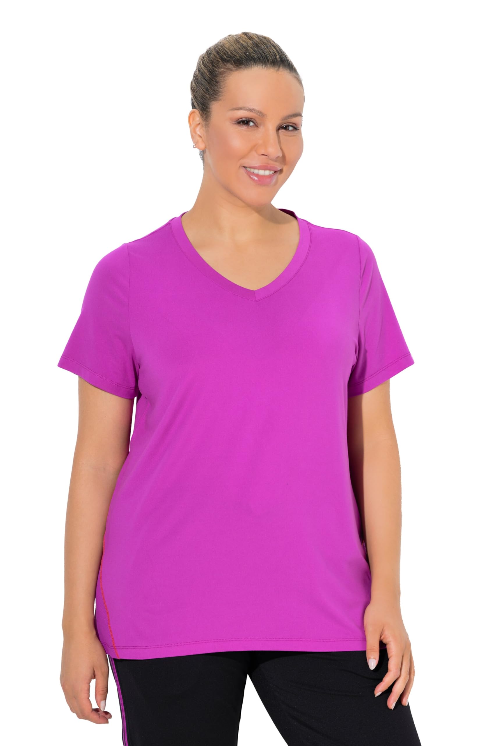Ulla Popken Damenmode 845598 Kurviges schnelltrocknendes T-Shirt in Übergröße