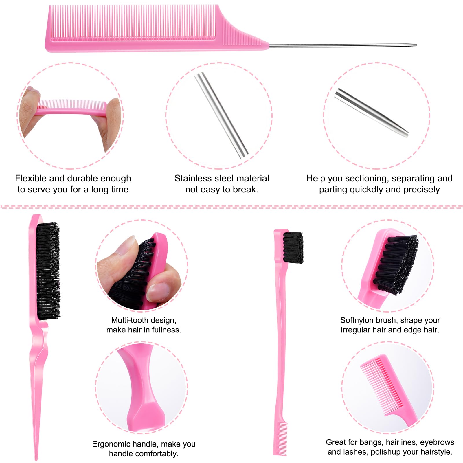 Bastone di cera per capelli+Set di 3 Pettini Spazzola Capelli Setole,cera capelli, pomata per lo styling di parrucche Acconciatura Spazzola e Pettine a Coda Robusto per Styling Unisex (75g-cera stick)