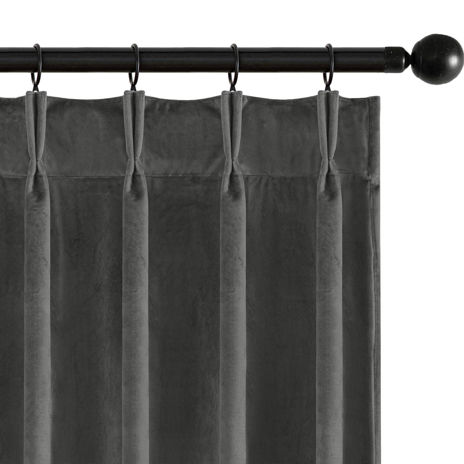 MIULEE Velvet Pinch Pleated Blackout Gray Curtains 40x84 Inches