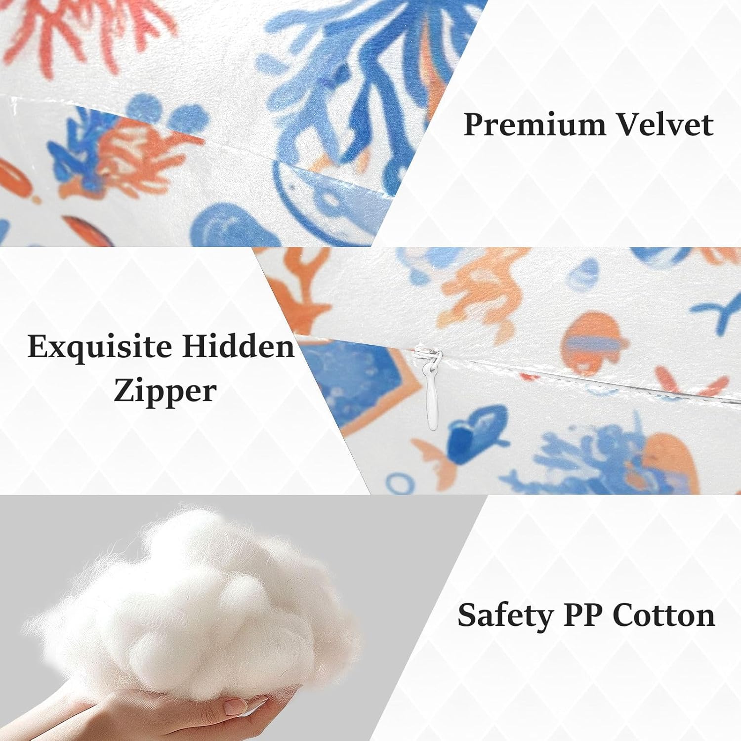 Ergonomic Human Pillow Breathable Fabric Cuddling Pillows Better Sleep for Kids Seamless Pattern Sea