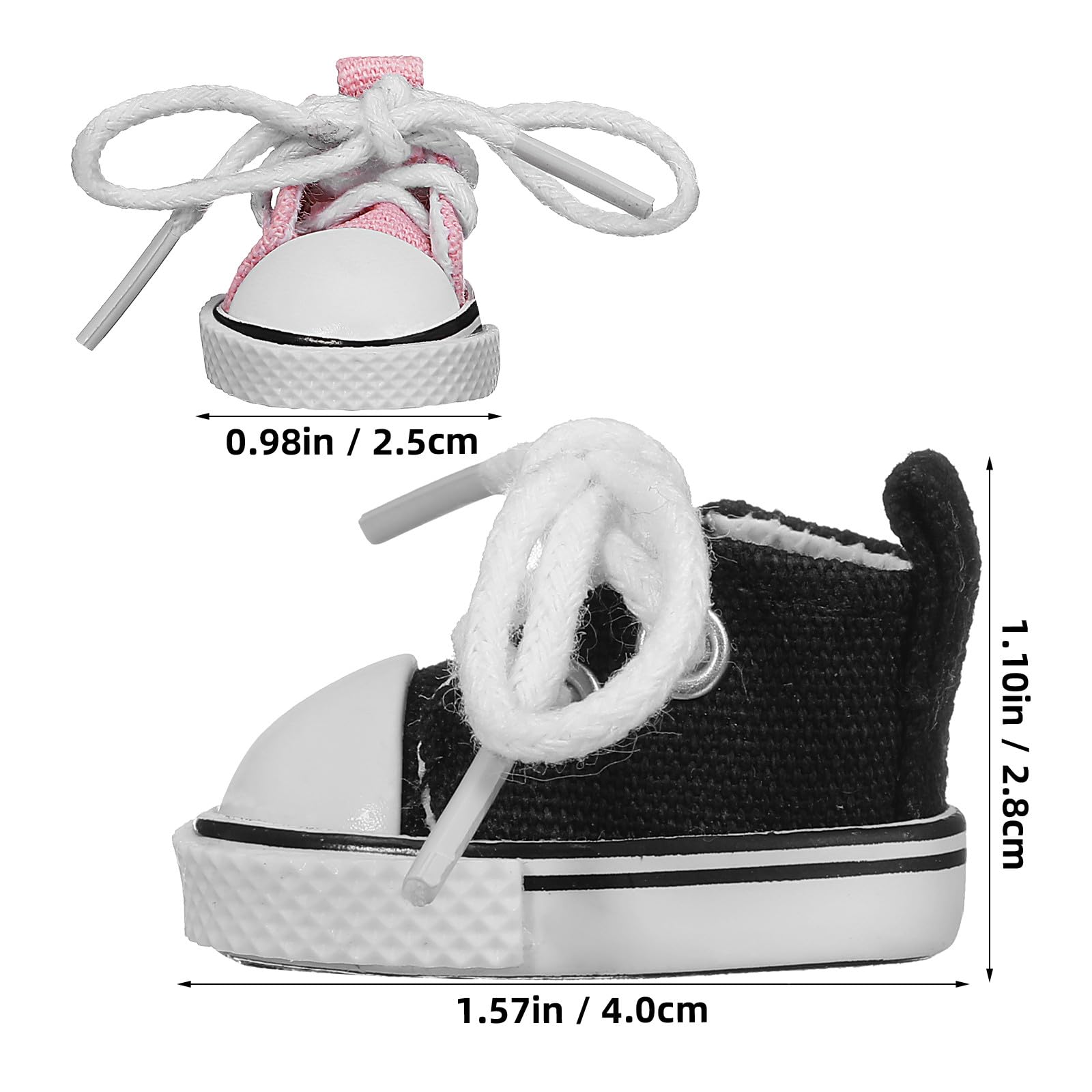 Milisten 2 Paires de Mini-Baskets en Toile pour Poupées, Chaussures Miniatures pour Poupées, Chaussures à Lacets Style Bjd, Longueur 4 Cm, Accessoire de Costume Et de Maison de Poupée