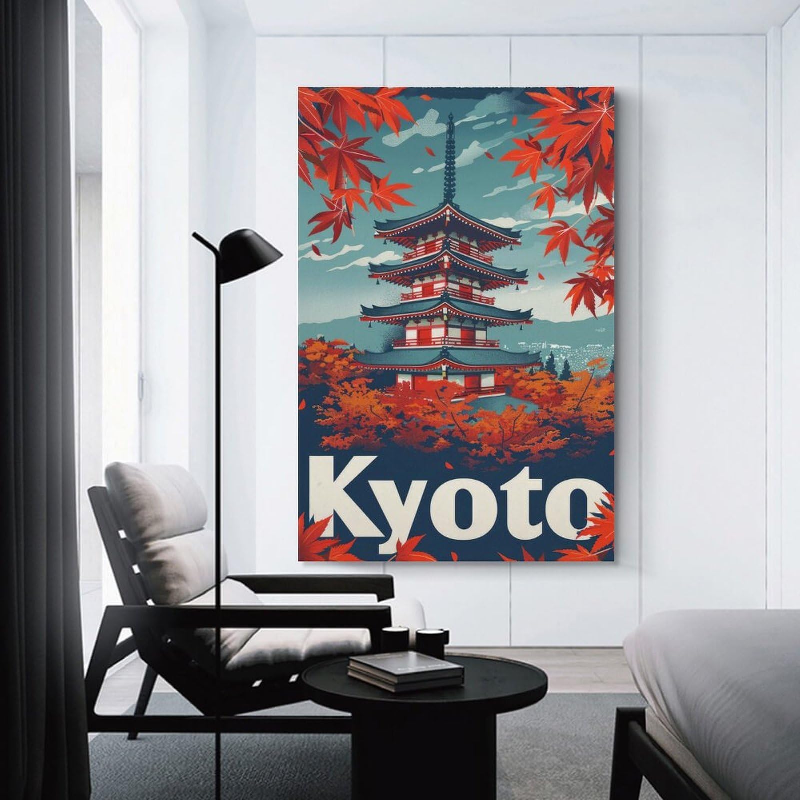 Junmoney Unframe-Style-8 Decorative Wall Artwork Pagoda Kyoto Travel Poster, 20X30inch(50X75cm), For Contemporary Homes, Apartments Or Offices, An Easy Choice For New Home Styling