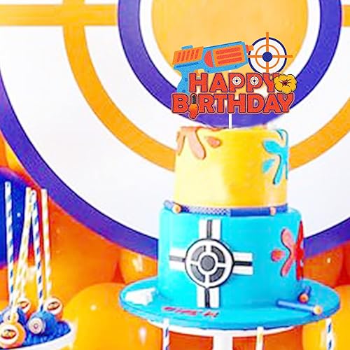 Miniatura 6 de Decoración para tartas con temática de Nerf, decoración de pastel de cumpleaños con temática de Nerf, decoración de fiesta de juegos para niños,