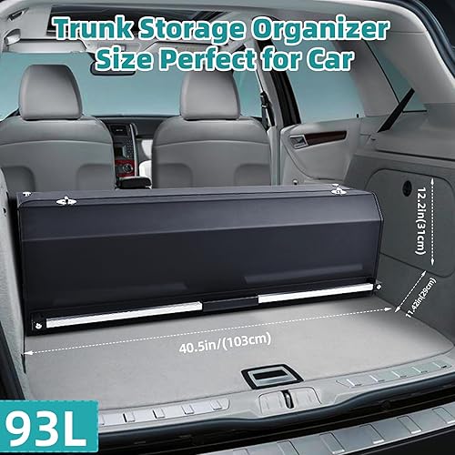 Miniatura 9 de Organizador de maletero de automóvil con luz LED, organizador de maletero, caja de almacenamiento de cuero plegable, organizadores de automóvil