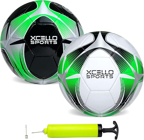 Xcello Sports Balón de fútbol (negroverdeplata, blancoverdeplateado) con bomba