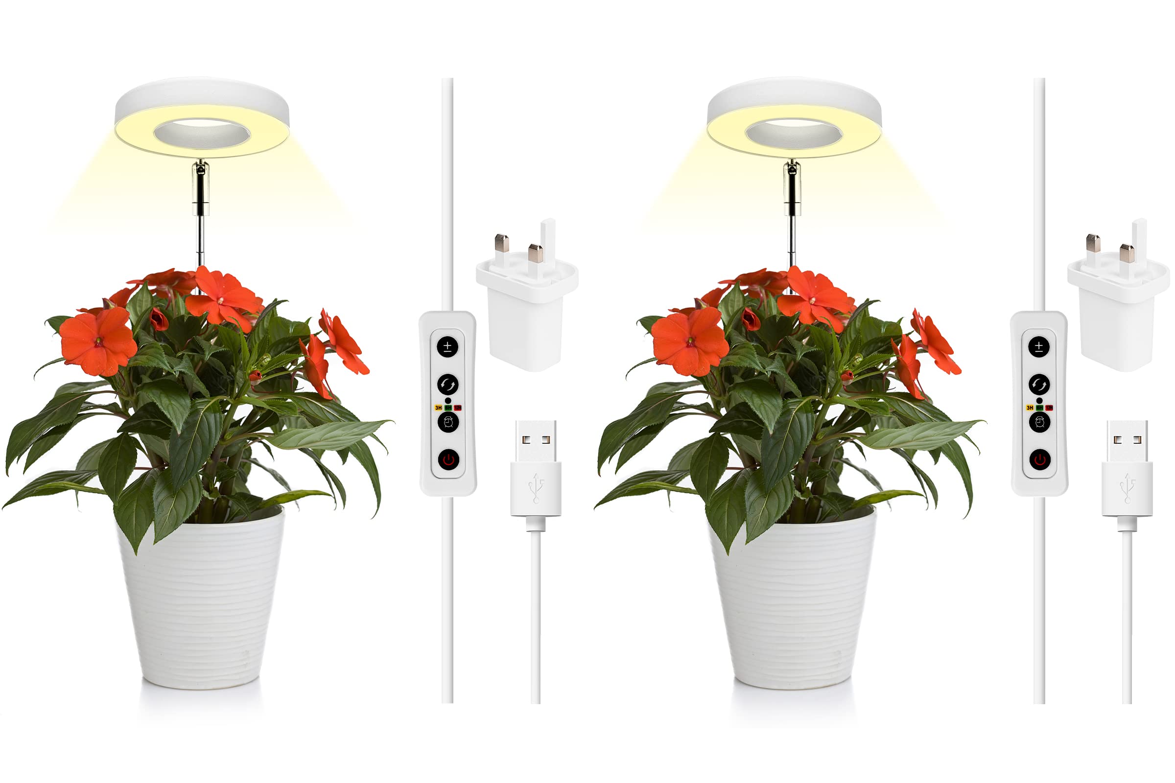ONITE 2팩 지능형 자동 타이머 LED 전체 스펙트럼 실내 식물용 성장 조명 CALATHEA 거미 식물 안스리움 선인장 난초 크로톤 겨울 흰색