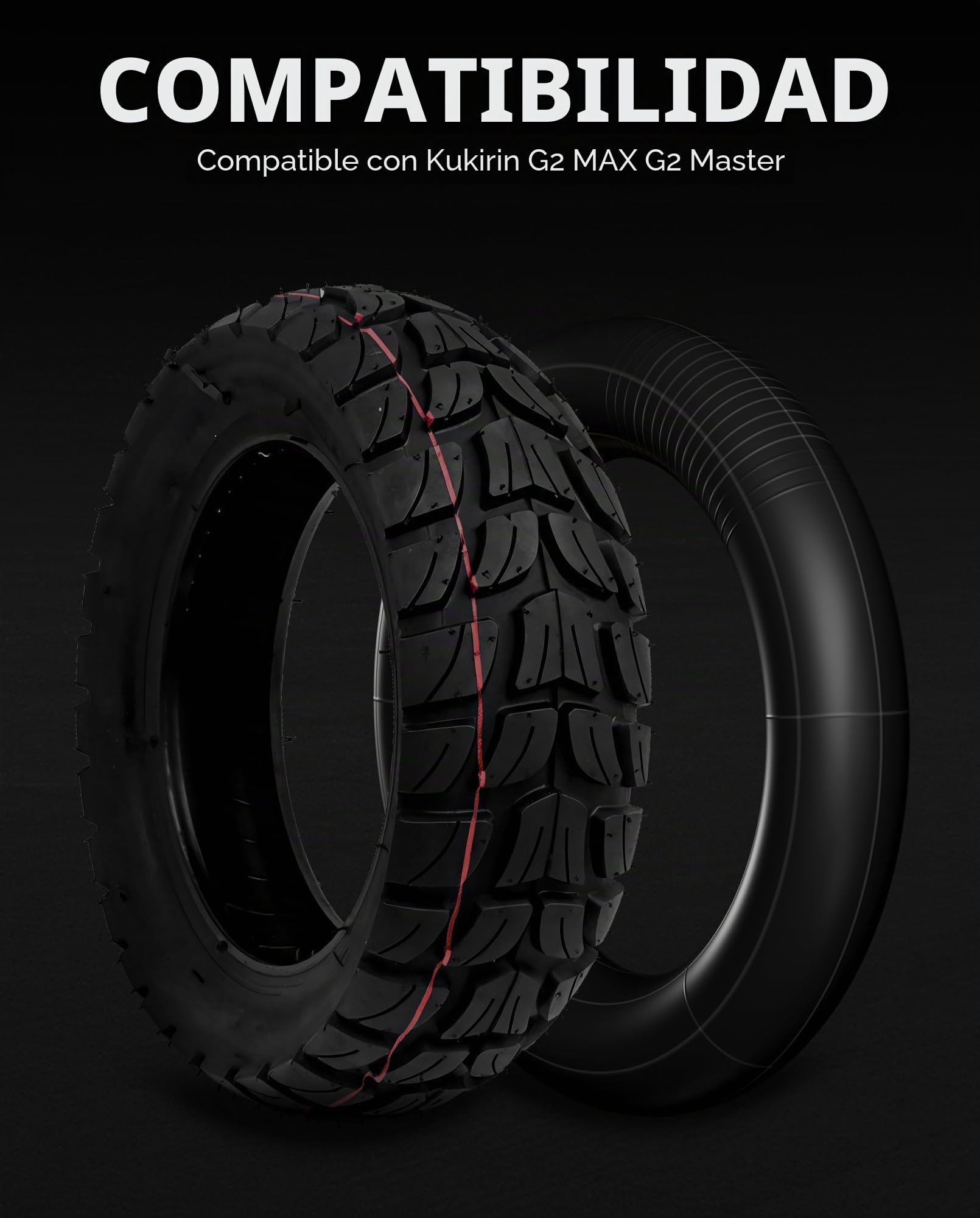10 pulgadas neumático exterior tubo interior set Kukirin G2 MAX/Master, 255x80 neumático de repuesto antideslizante, 10 x 2.5 tubo interior goma
