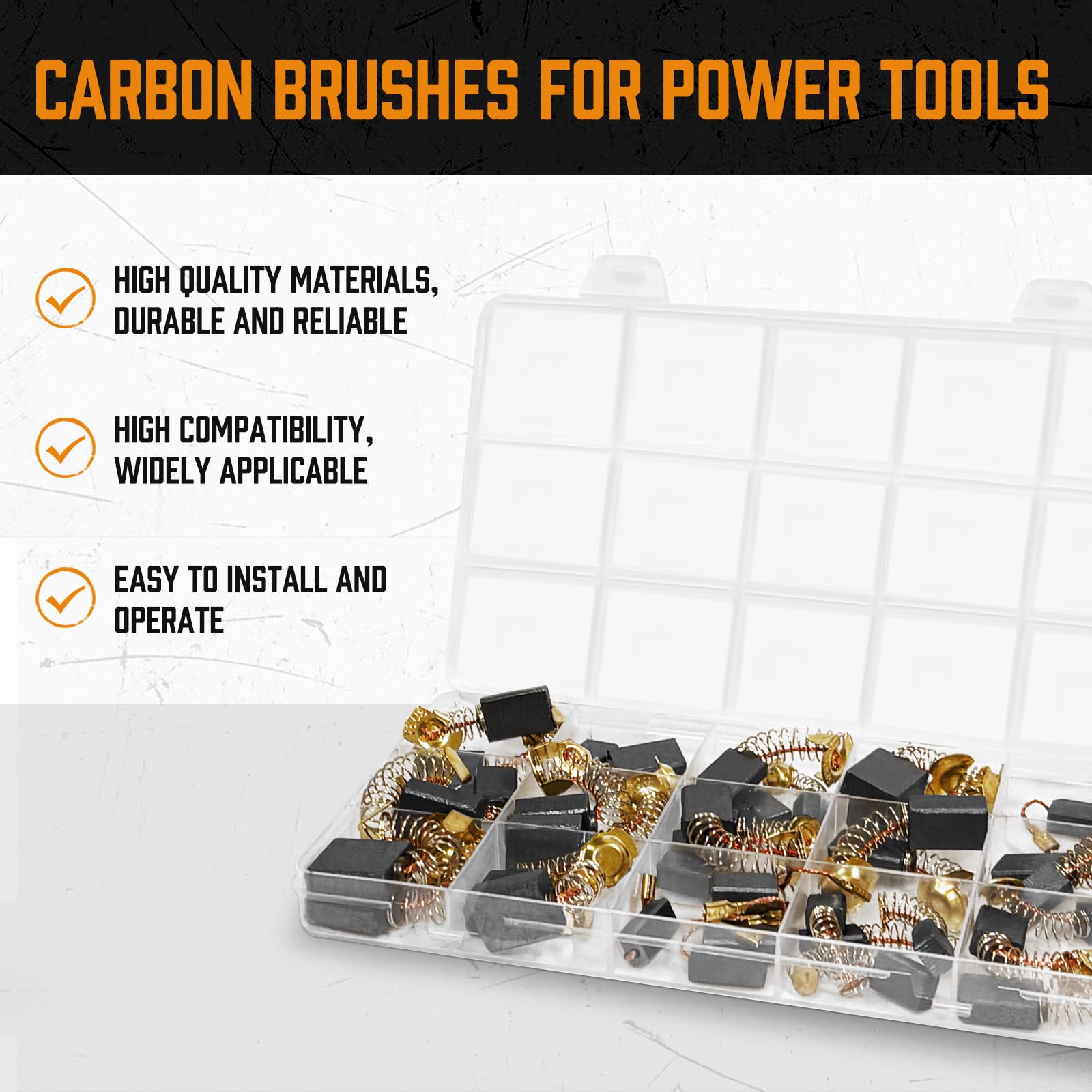 40 PCS Electric Motor Carbon Brushes,10 Sizes Replacement Carbon Motor Brushes Mixed Pack with Storage Box - Image 4