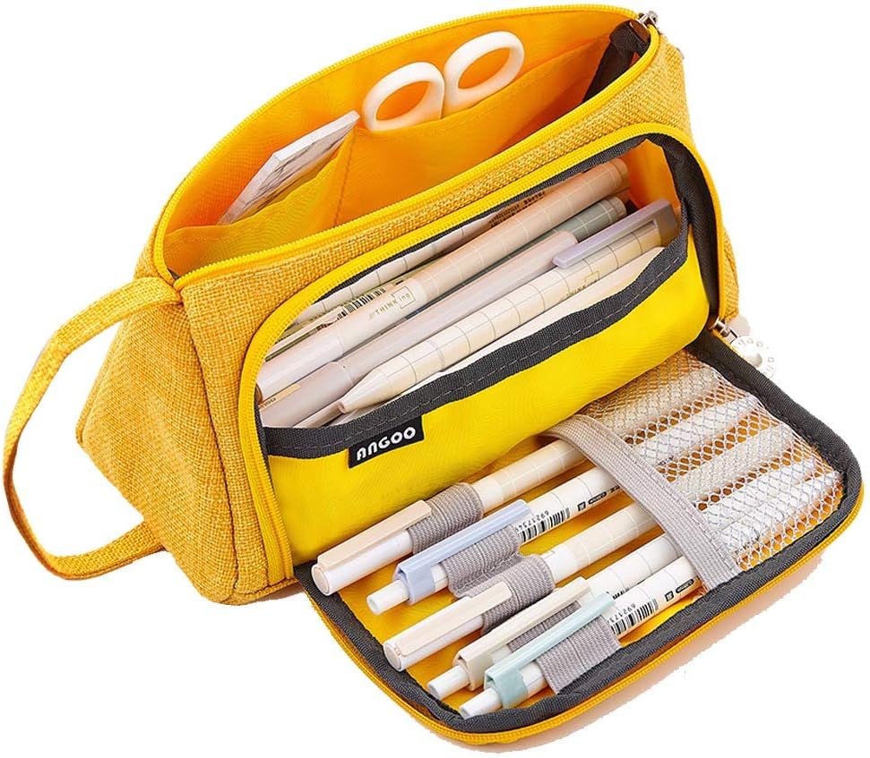 Large Capacity Pencil Case, Durable School Student Pen Organiser, Bag for Stationery, Make-Up or Cosmetics for Girls, 20 x 11 cm Gelb #2