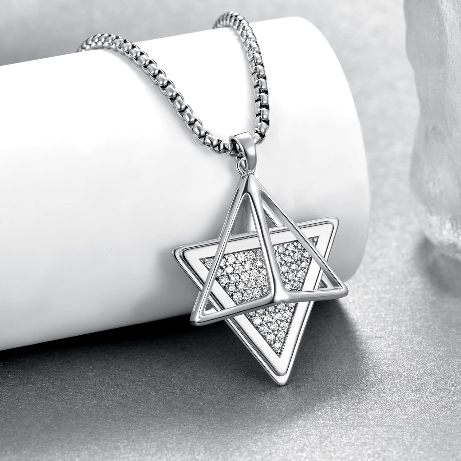 Merkaba Necklace 925 Sterling Silver Merkaba Pendant 3D Star Necklace Sacred Geometry Jewelry Gifts for Women - Image 2
