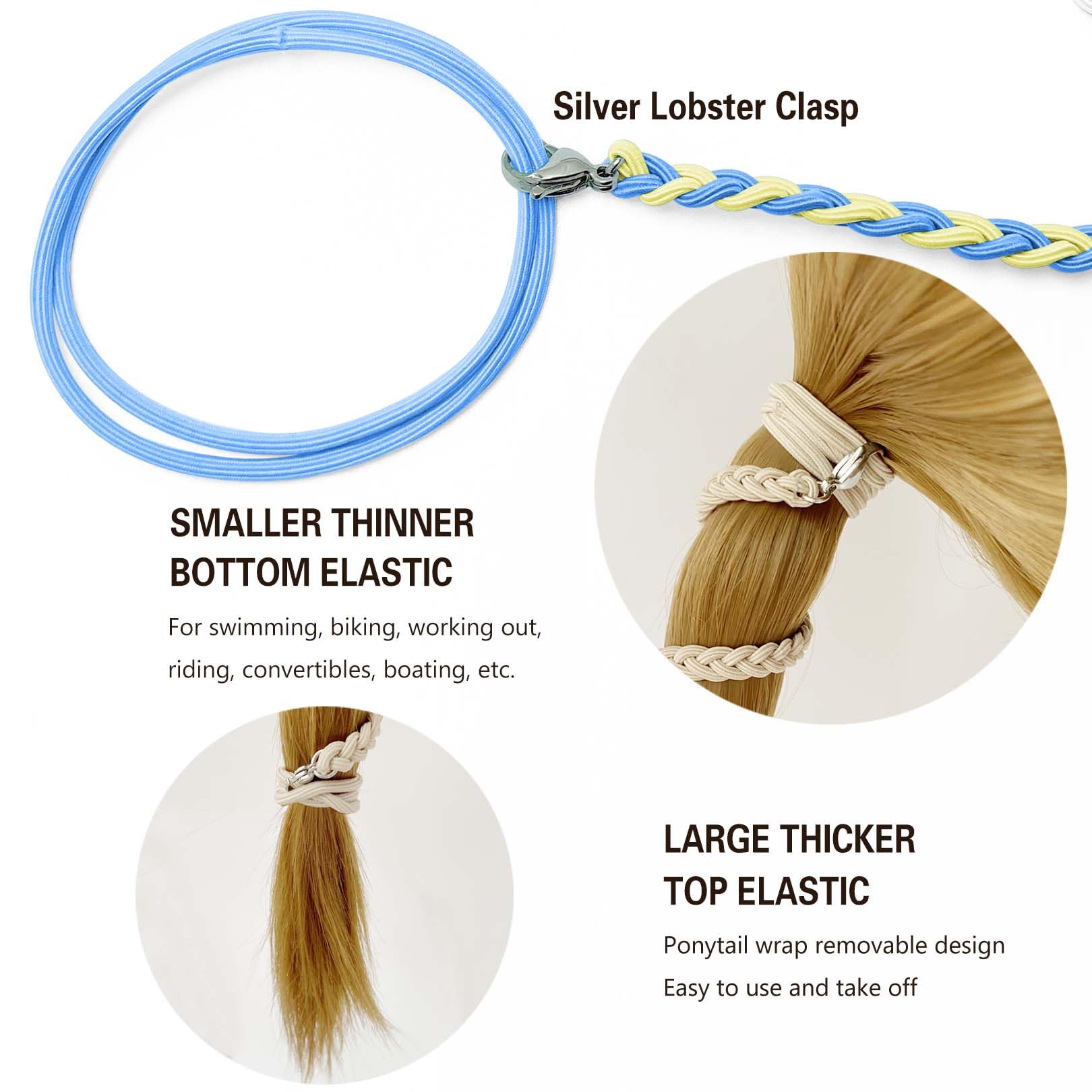 Coleteros para cola de caballo para deportes, gomas elásticas para el cabello, no dañan el pelo, trenzadas, fuertes, para cabello largo, grueso, rizado, fino, para playa y natación (1 unidad, 25